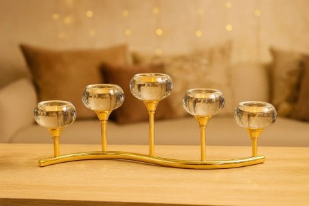 شمعدان ذهبي 5 عيون